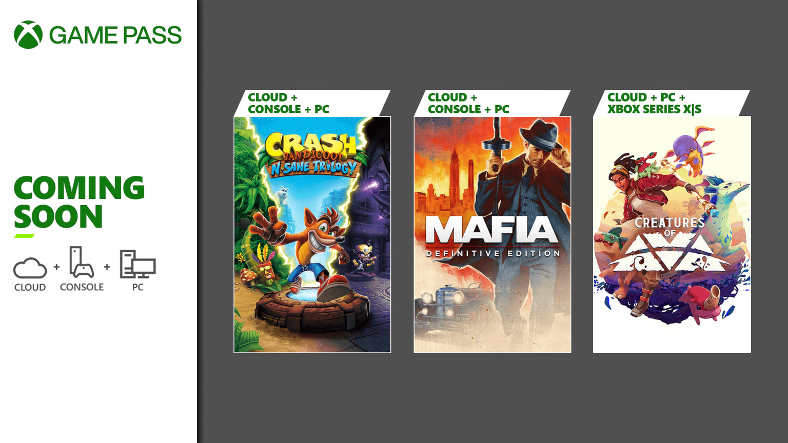 Coming to Game Pass: Crash Bandicoot N. Sane Trilogy, Creatures of Ava, and Mafia: Definitive Edition